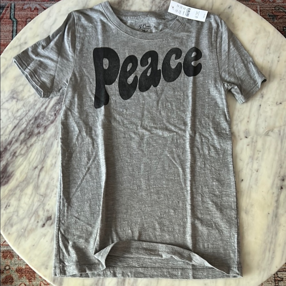 J. Crew Gray 'Peace' Short Sleeve Tee